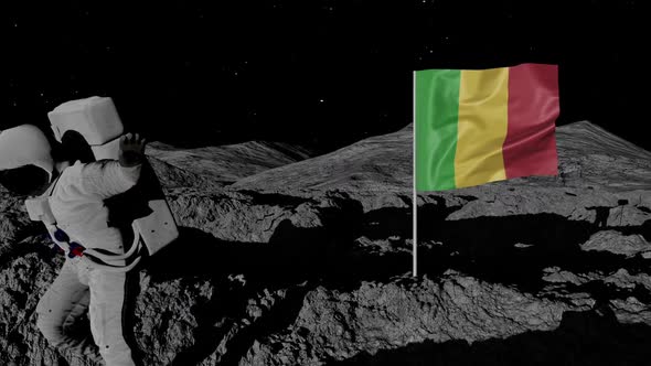 Astronaut Planting Mali Flag on the Moon