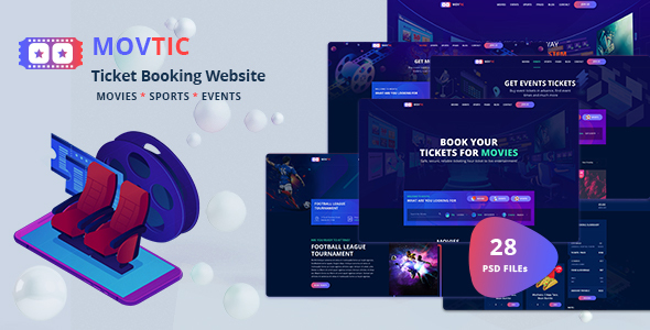 Movtic - Online Ticket Booking Website PSD Template