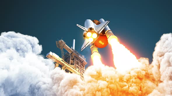 Space Shuttle Takes Off