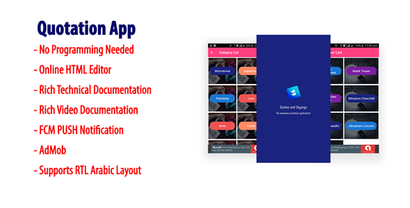 Cytaty i przysłowia | Natywna aplikacja do wyceny Androida z powiadomieniem FCM PUSH i AdMob