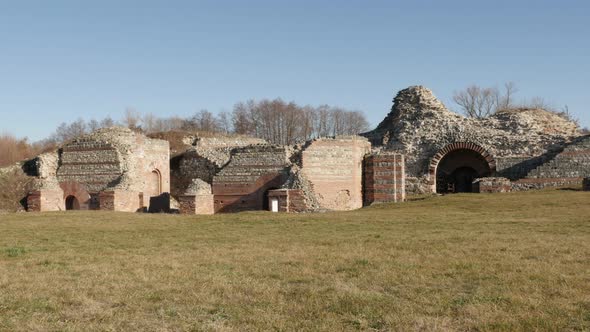 GAMZIGRAD, SERBIA - DECEMBER 25, 2017  Felix Romuliana towers built by Roman Emperor Galerius. The c