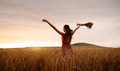 nature; free; freedom; farm; woman; relaxation; strolling; dreamy; sunset; backlit; summer - PhotoDune Item for Sale