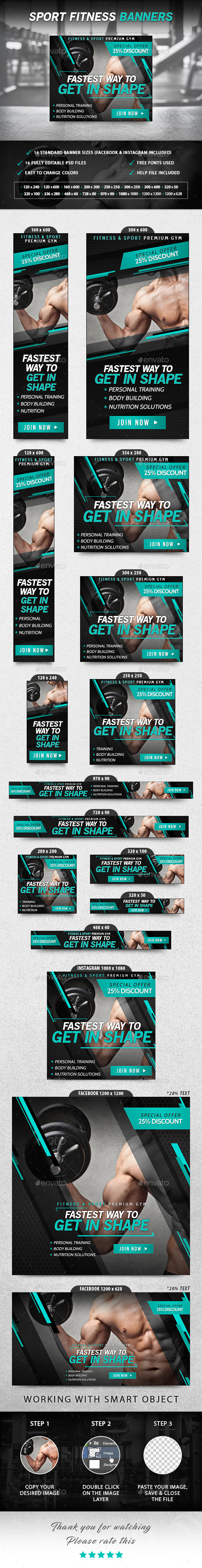 Fitness Banner Advertising Graphics Designs Templates