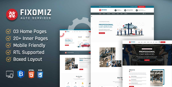 Fixomiz | Car Repair HTML Template + RTL