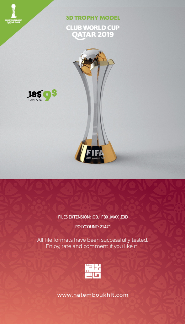 Club World Cup Trophy 3D Model