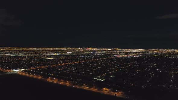 Las Vegas Skyline at Night. Nevada, USA. Aerial View