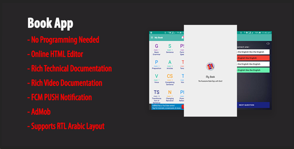 Moja książka - natywna aplikacja Android Book Quiz | AdMob | Powiadomienie FCM PUSH