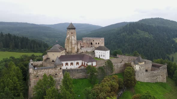 Aerial view of the castle in Stara Lubovna, Slovakia