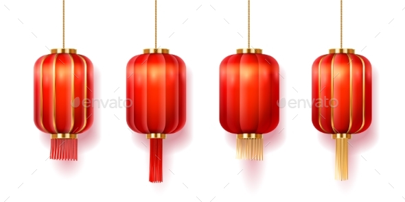 Chinese Red Paper Lanterns, New Year Decoration