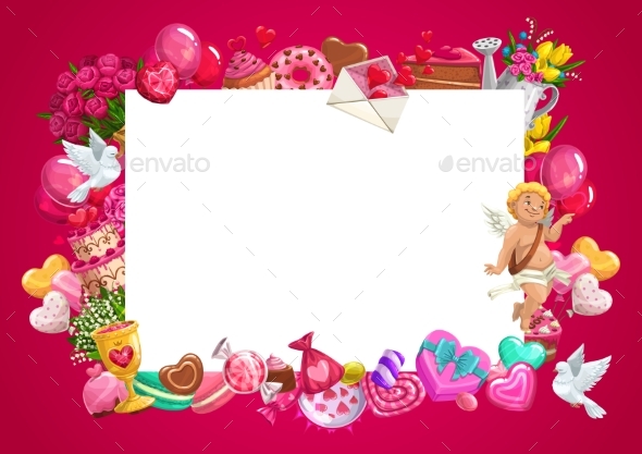 Valentines Day Gifts, Cupid, Love Hearts Frame