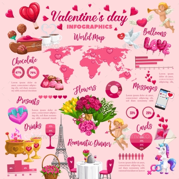 Valentines Day Holiday Colorful Infographics