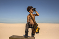 Post-apocalyptic boy outdoors in desert - PhotoDune Item for Sale