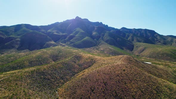 Franklin Mountains State Park El Paso Texas USA. Aerial Drone View of Green Desert Mountain Landscap