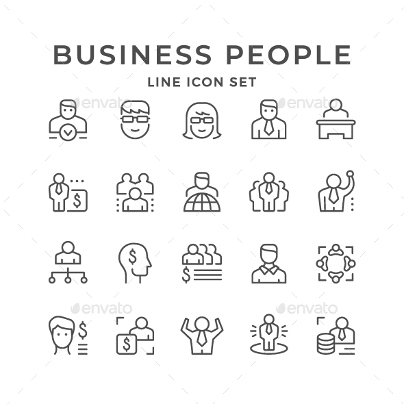 Set Line Icons of Business People