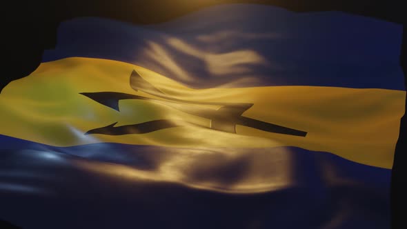Barbados Flag Low Angle View