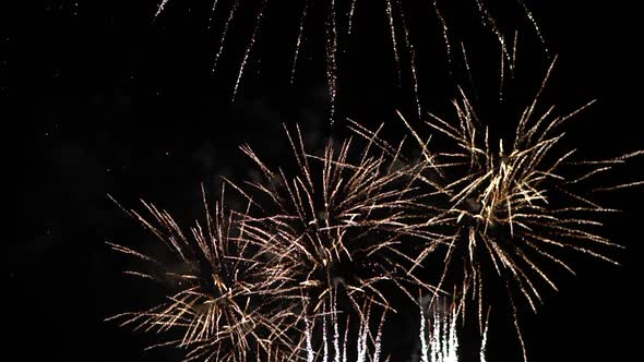 Close Up Of Fireworks In Winter Night