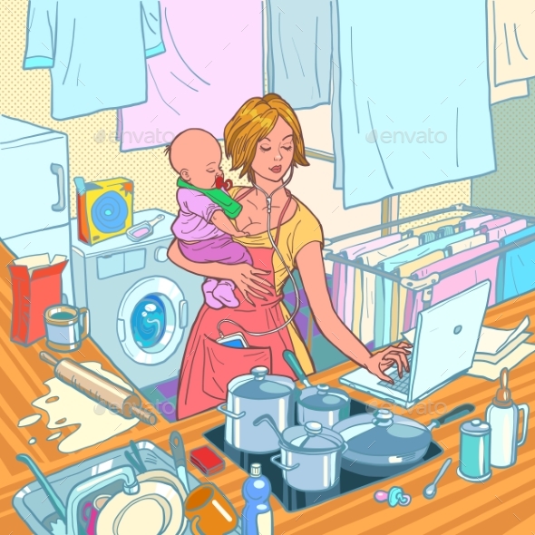 Modern Mother with Child