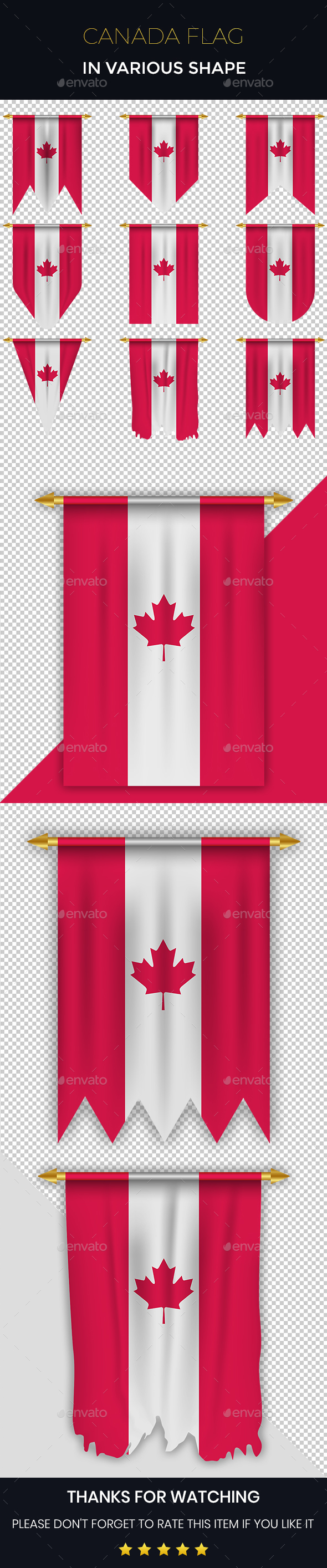 Canada Flag in Various Shapes
