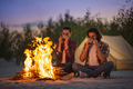 Couple Camping Near Campfire - PhotoDune Item for Sale