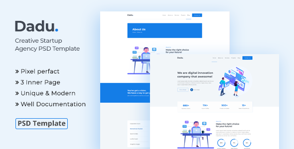 Dadu – Creative Startup Agency PSD Template – 0 Sold!