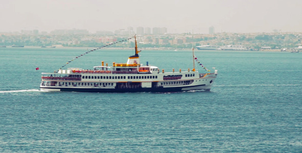 Istanbul Ferry Passing From Left To Right