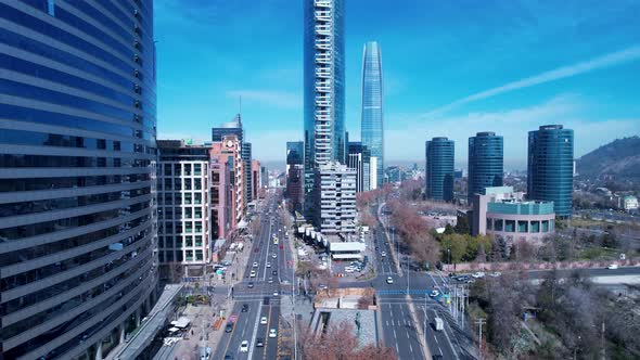 Santiago Chile. Cityscape downtown district of capital city of Chile.