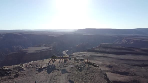 High angle view on a watch point of Fish River Canyon, on top of a big cliff