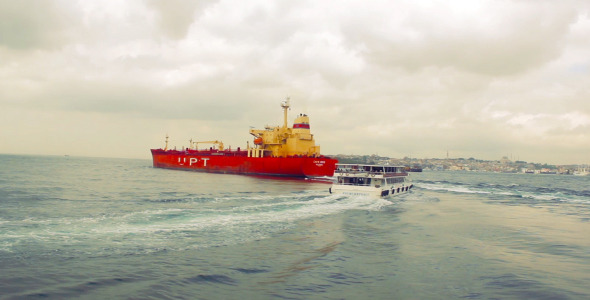 Tankship And Boat In Bosphorus
