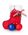 Red Christmas boot on white background isolated. - PhotoDune Item for Sale