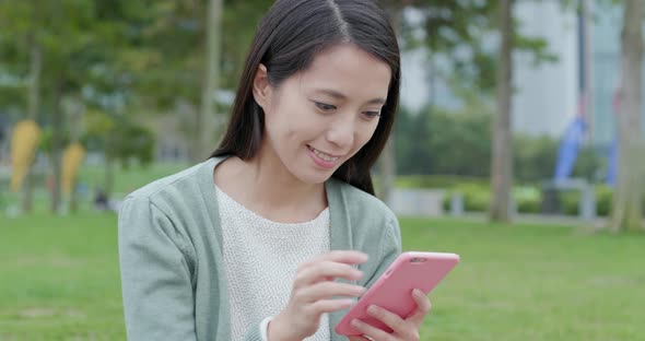 Woman use of smart phone at outdoor