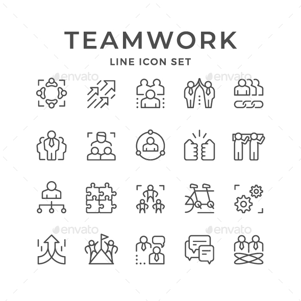 Set Line Icons of Teamwork