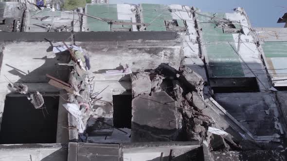 Vertical Video of Borodyanka Ukraine  Destroyed Building During the War