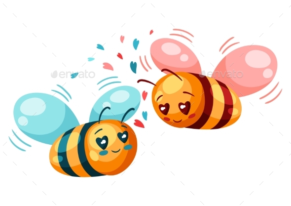 Couple of Bees in Love Valentine Day