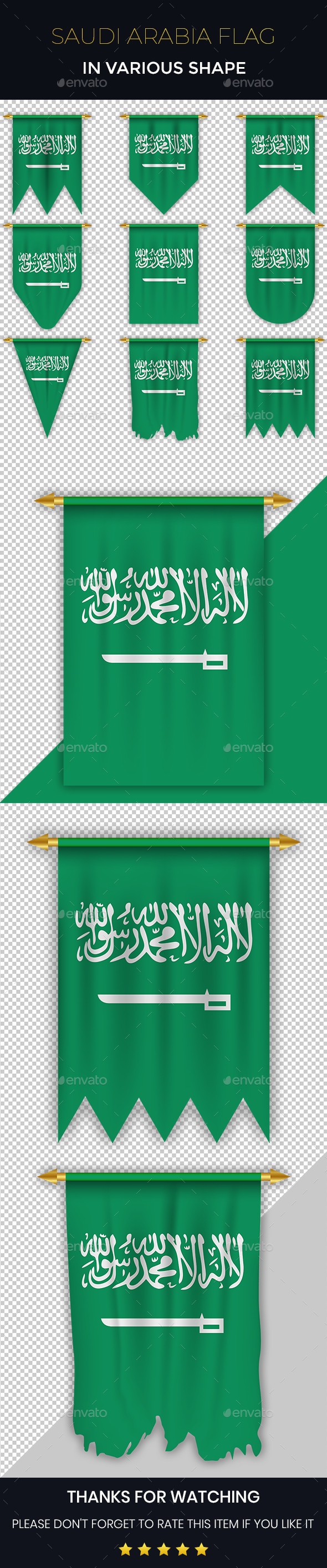 Saudi Arabia Flag in Various Shape