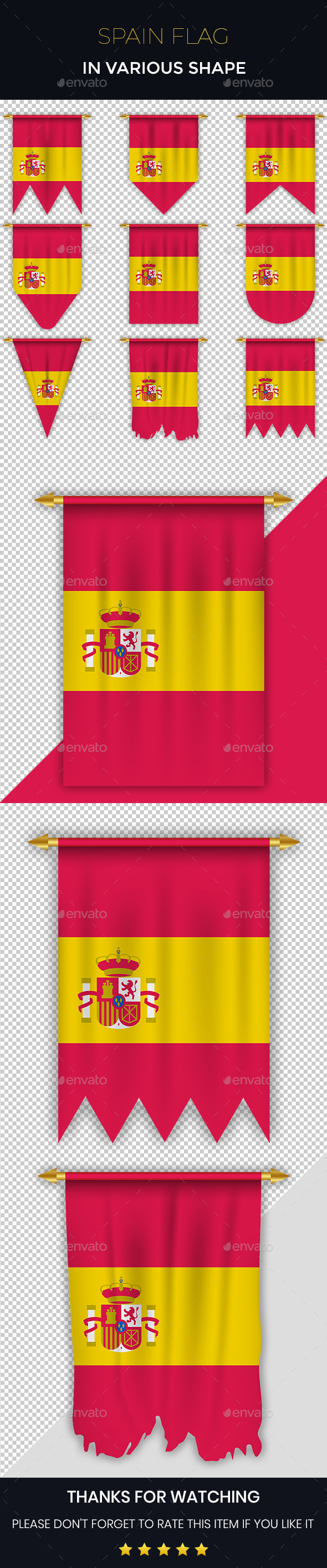 Spain Flag in Various Shape