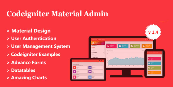 Codeigniter Material Admin + system zarządzania użytkownikami