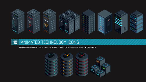 12 Animated Tech Icons alt