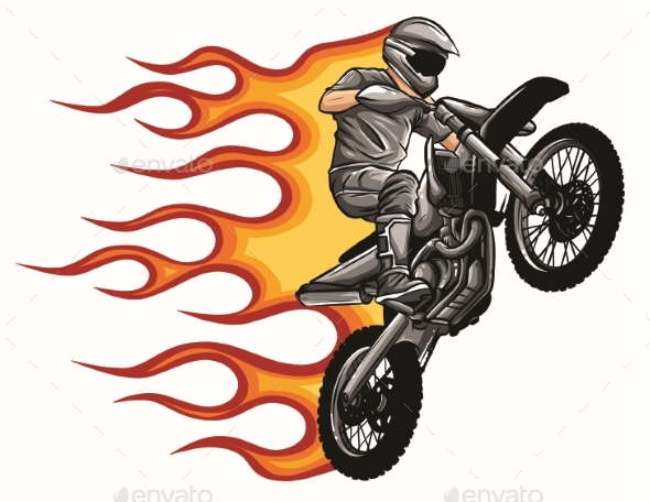 Motocross Rider Ride the Motocross Bike Vector