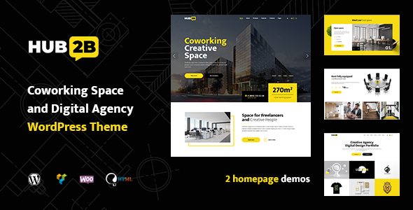 Hub2B – Coworking Space and Digital Agency WordPress Theme