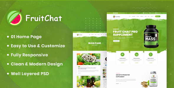 Fruitchat - Supplement Landing PSD Template