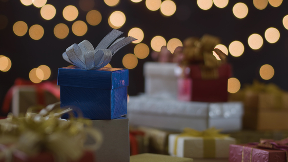 Gift Boxes With Bokeh Lights Background