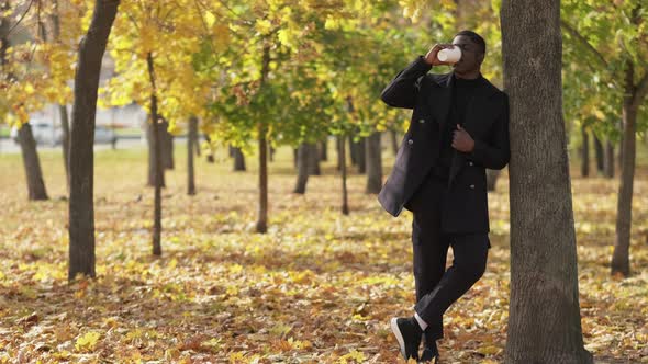 Coffee Outdoor Autumn Beverage Park Joyful Man