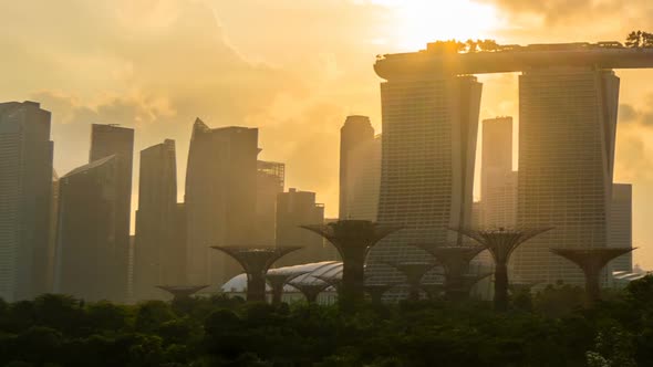 Business Buildings At Sunset