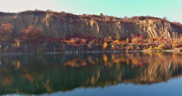 Artificial Pond with Azure Water and Picturesque Flooded Quarries