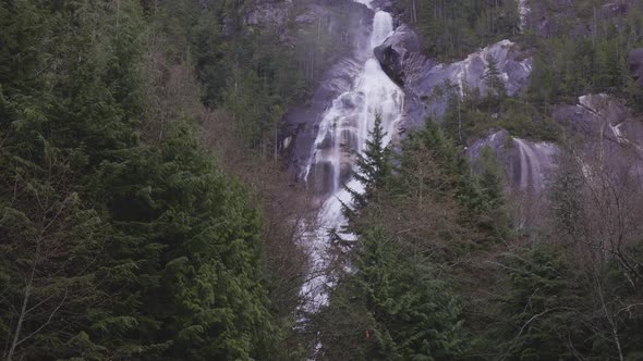 View of Shannon Falls and Water Rushing Down the Canyon