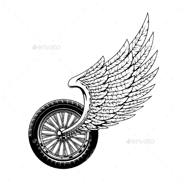 Winged Wheel Motorcycle Bike Rally Symbol