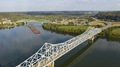 Aerial Perspective Barge Transportation Over Gallipolis Waterfront along the Ohio River - PhotoDune Item for Sale