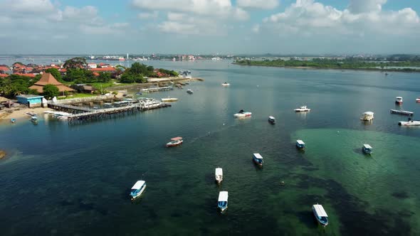 Aerial View on the Beach with Lot of Boats