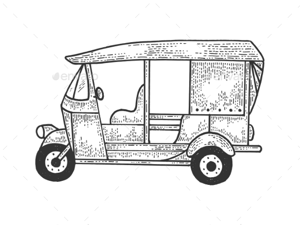 Auto Rickshaw Transport Sketch Vector Illustration