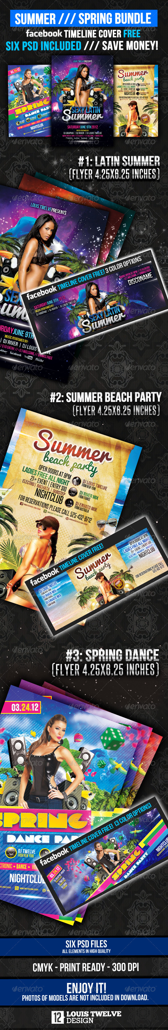 Summer and Spring Bundle Flyer + Fb Timeline